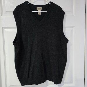 L.L. Bean Men's 100% Lambs Wool V-Neck Pullover Sweater Vest Dark Gray Sz XL-Reg